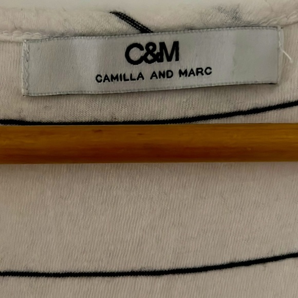 CAMILLA & MARC C&M LOGO RACERBACK LONG DRESS - NAVY & WHITE STRIPED - SIZE L - Picture 2 of 7